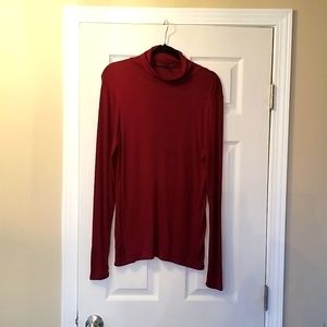 White House Black Market XL Long-Sleeve Turtleneck Burgundy Stretch Knit Top
